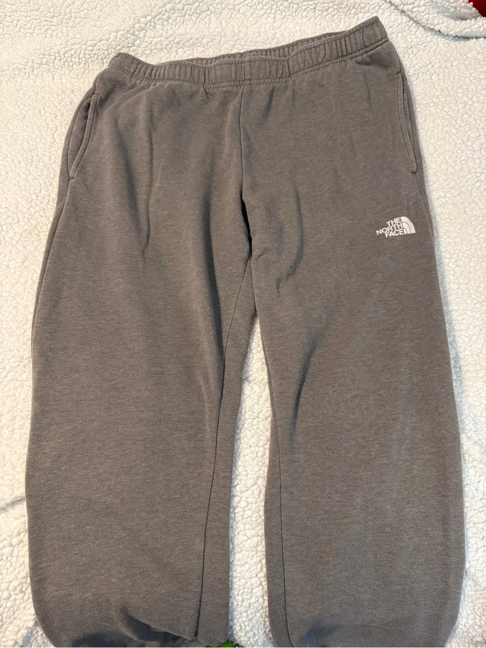 The North Face Mens Charcoal Gray Joggers with Logo